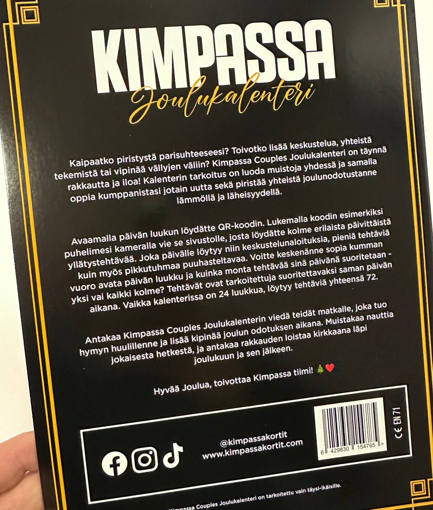 Kimpassa Joulukalenteri takakansi